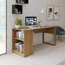 Ver imagem 5 de Escrivaninha Mesa Escritório 160cm Amêndoa