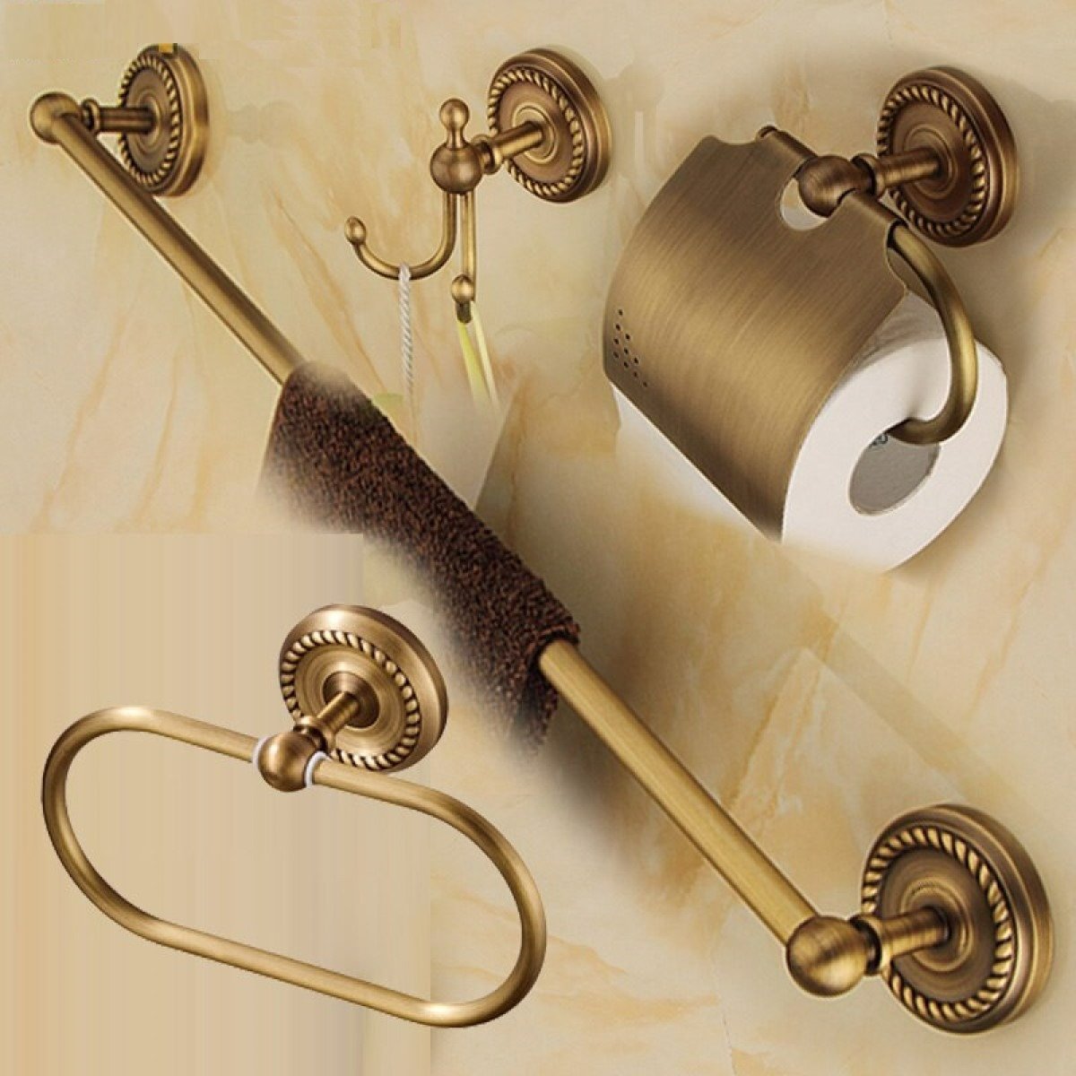 Kit De Acessórios Banheiro Conjunto Bronze Luxo 4 Pçs