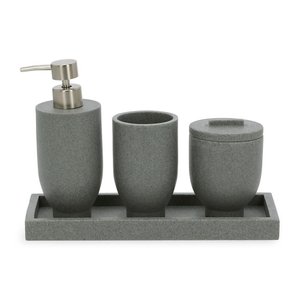 Kit em Polirresina para Banheiro - 4 Pcs Cinza Mart