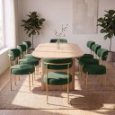 Ver imagem 1 de Cadeira Sala de Jantar Margara Kit 8 Base Aço Dourado Bouclê D03 - D'Rossi