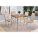 Ver imagem 1 de Conjunto: Mesa Sala Jantar Reno C/ Tampo de Madeira 90cm e 4 Cadeiras Amsterdã Cromada/nogueira -