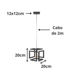 Kit 3 Pendentes Luminária Infinity Industrial Preto - 5