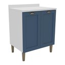 Ver imagem 1 de Balcão de Cozinha Americana com Tampo 70cm 2 Portas Multimóveis Cr20485 Branco/azul