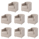 Ver imagem 1 de Kit 8 Poltronas Decorativa Reforçada Recepção Clinica Salão Courino Bege