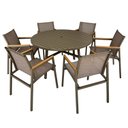 Ver imagem 3 de Conjunto de Mesa Redonda com 6 Cadeiras em Alumínio e Tela Sling Tampo Ripado Hause Bege