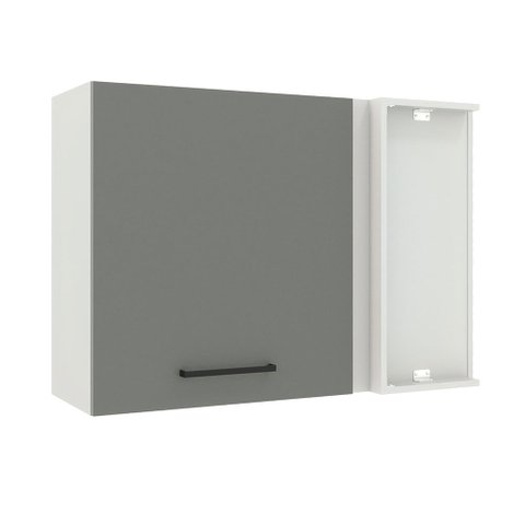 Armário Aéreo de Canto Madesa Agata 1 Porta Branco/Cinza Cor:Branco/Cinza