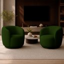 Ver imagem 1 de Kit 2 Poltronas Decorativas Sala de Estar Melissa Giratória Linho Verde M1 - Monari Design
