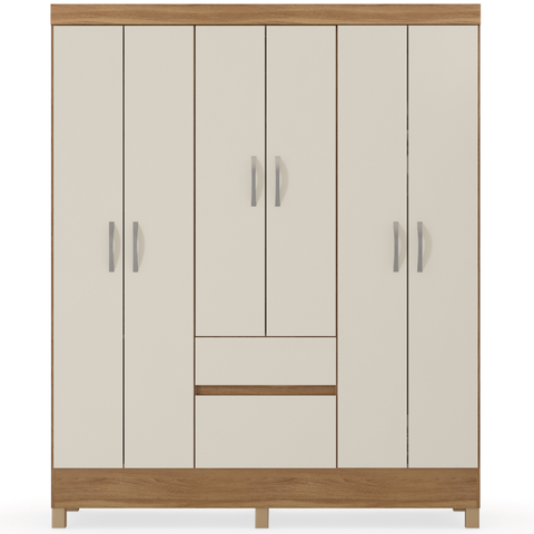 Guarda Roupa Casal 6 Portas 2 Gavetas 149 cm Fast Amendola/Off White