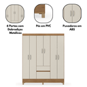 Ver imagem 5 de Guarda Roupa Casal 6 Portas 2 Gavetas 149 cm Fast Amendola/Off White