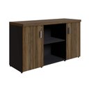 Ver imagem 2 de Armário Baixo Credence 131,5cm 40mm 2 Portas com Chave e Prateleiras Cor:Nogal Málaga com Preto