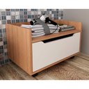 Ver imagem 1 de Balcão P/ Banheiro Suspenso C/ Rodizio Bn3647 S/ Cuba C/ 1 Gaveta 60cm Amêndoa/branco - Tecno