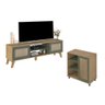 Conjunto para Sala com Rack e Buffet Charlotte Carvalho/menta Artely Carvalho/menta - 1
