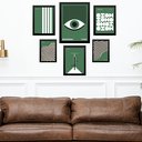 Ver imagem 2 de Composição 6 Quadros Artes Bauhaus Verde e Branco - com Vidro:moldura Branca