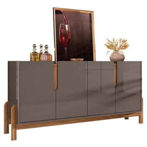 Buffet Aparador Lizz 170cm 4 Portas Cinza Pérola-Cedro - Casa D Cinza Pérola-Cedro