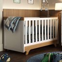 Ver imagem 1 de Berço Mini Cama Padrão Americano 100% Mdf 2 em 1 Retrô Móveis Peroba Branco Brilho/carvalho