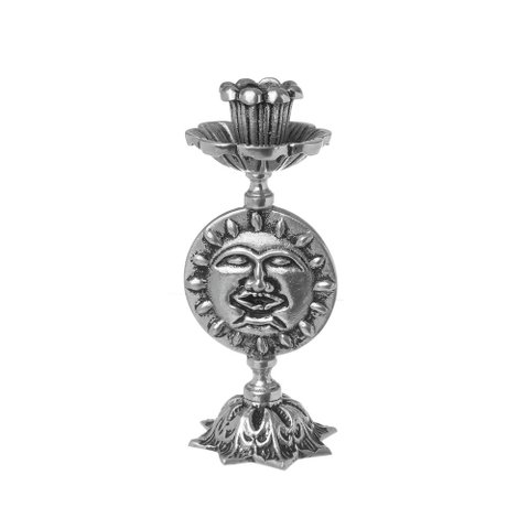 Castiçal SOL e LUA em Alumínio Artesanal Reciclado SAT Alumínio Brilhante