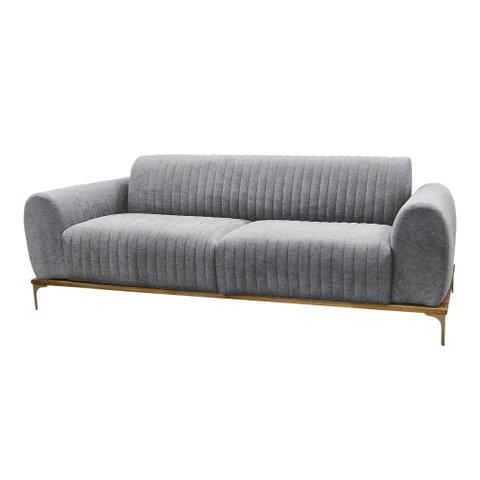 Sofá Molino 3 Lugares 210cm Pés Ouro Fosco Bouclé Cinza - Nexta Casa