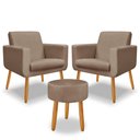 Ver imagem 2 de Kit 2 Poltrona Anita +puff Redondo Pés Palito Decorativo-me Ecommerce:capuccino