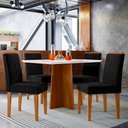 Ver imagem 1 de Conjunto Mesa de Jantar 1,20m Anitta Tampo Mdf com Vidro e 4 Cadeiras Ana Ypê/off White/ja03 - New C