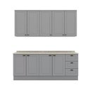 Ver mais imagens de Kit de Cozinha Modulada 6 Peças Americana (2 Aéreos. 2 Balcões, 2 Complementos) Cinza - Henn