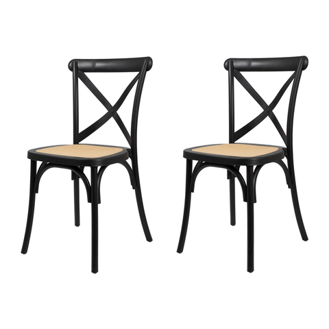 Kit 2 Cadeiras Paris Rattan Empilhável Polipropileno Sala de Jantar Cozinha