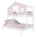 Ver imagem 2 de Beliche Casal/ Solteiro Casinha Dos Sonhos Madeira Maciça Rosa/ Branco Housin