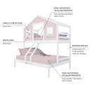 Ver imagem 4 de Beliche Casal/ Solteiro Casinha Dos Sonhos Madeira Maciça Rosa/ Branco Housin