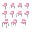 Ver imagem 1 de Kit 11 Cadeiras Infantil Iso, Escola, Base Cinza- Rosa