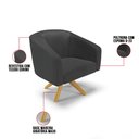 Ver imagem 7 de Poltrona Giratória Stella Corino Base Madeira MA30 - D’Rossi - Preto