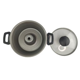 Panela Forma de Pudim Banho Maria Tampa de Vidro 3,2 Litros Antiaderente Teflon 5 Camadas Cozinha Pr - 2