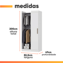 Ver imagem 3 de Modulo de Guarda Roupas Canto para Quarto Madrid Maxel