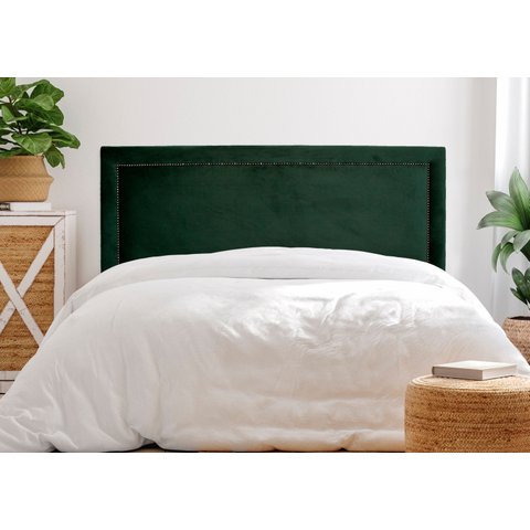 Cabeceira King Reta Luxo 193x60 Veludo Verde - Tachas Fumê