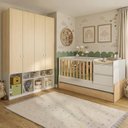 Ver imagem 1 de Conjunto Quarto de Bebê Berço Multifuncional Auri e Guarda Roupa Curió Madeiraoriginals Branco/Mel