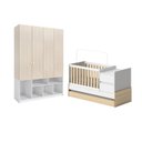 Ver imagem 2 de Conjunto Quarto de Bebê Berço Multifuncional Auri e Guarda Roupa Curió Madeiraoriginals Branco/Mel