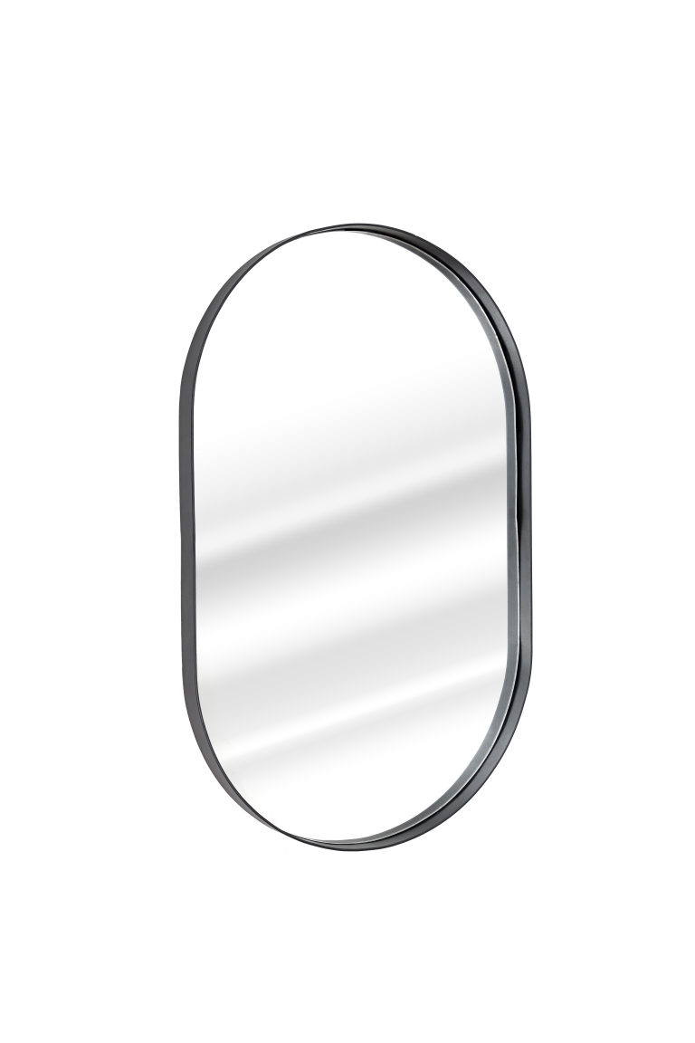 Espelho Oval com Moldura em Metal 80 x 50 cm - Cores - Preto