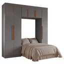 Ver imagem 1 de Guarda Roupa Modulado Solteiro Madrid 6 Portas de Bater MDP Cinza Maxel Móveis
