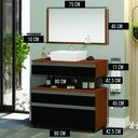Ver imagem 2 de Conjunto Safira 80cm Gabinete de Banheiro + Cuba + Espelheira