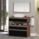 Ver imagem 1 de Conjunto Safira 80cm Gabinete de Banheiro + Cuba + Espelheira