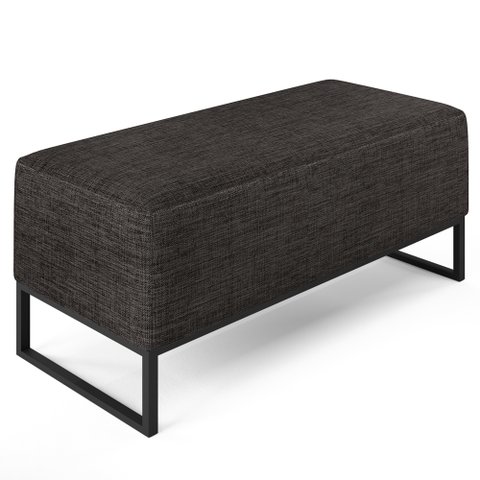 Puff Decorativo Para Sala de Estar Cléo W01 Base de Ferro 90 cm Linho Chumbo - Lyam Decor
