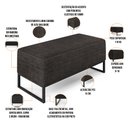 Ver imagem 4 de Puff Decorativo Para Sala de Estar Cléo W01 Base de Ferro 90 cm Linho Chumbo - Lyam Decor