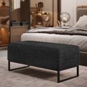 Ver imagem 2 de Puff Decorativo Para Sala de Estar Cléo W01 Base de Ferro 90 cm Linho Chumbo - Lyam Decor