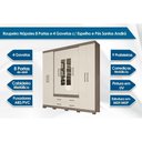 Ver imagem 5 de Guarda Roupa 8 Portas (2 C/ Espelho) e 4 Gavetas C/ Pés Nápoles Jatobá/areia - Santos Andirá