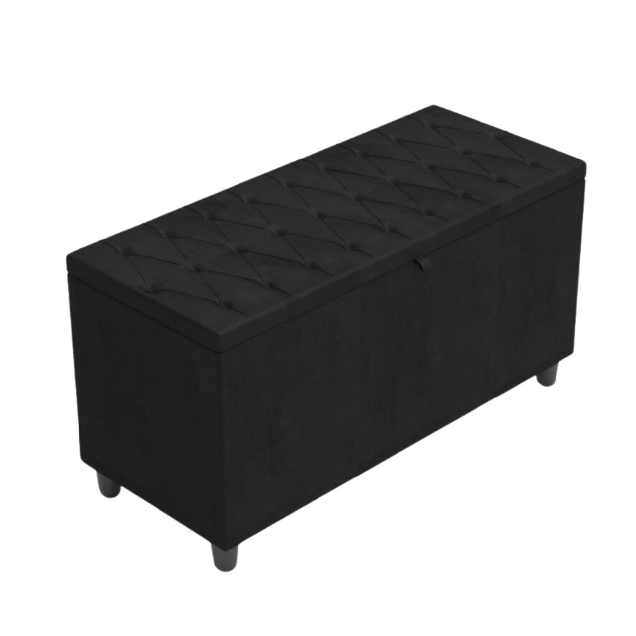 Recamier Baú Calçadeira Estofado Solteiro Roma 80cm + Cores - Preto