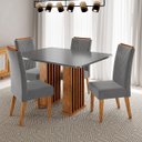 Ver imagem 4 de Conjunto Sala de Jantar 4 Lugares Retangular Tampo de MDF Jersey Cobre/Cinza - Casa Giulia
