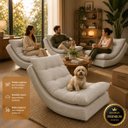 Ver imagem 5 de Poltrona Balance Decorativa com Leve Balanço Bouclé Premium de Luxo para Sala Quarto Área de Leitura
