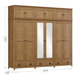 Guarda-roupa Casal 12 Portas 3 Gavetas Topázio Freijó Madeira Pinus - Finestra - 3