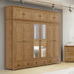 Guarda-roupa Casal 12 Portas 3 Gavetas Topázio Freijó Madeira Pinus - Finestra - 1