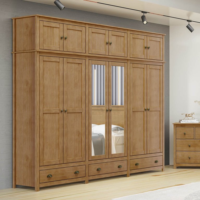 Guarda-roupa Casal 12 Portas 3 Gavetas Topázio Freijó Madeira Pinus - Finestra Guarda-roupa Casal 12 Portas 3 Gavetas Topázio Freijó Madeira Pinus - Finestra