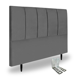 Cabeceira Casal Estofada 140cm Slim Veludo com Frames:cinza Escuro - 2