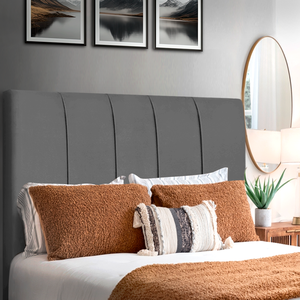Cabeceira Casal Estofada 140cm Slim Veludo com Frames:cinza Escuro